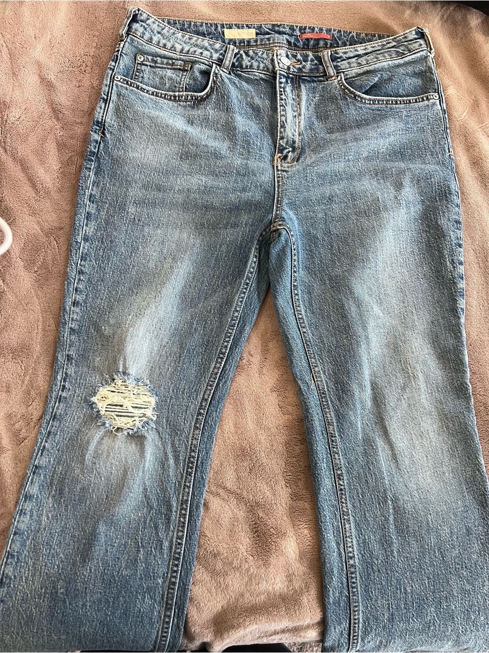 Pilcro Light Blue Distressed Flared Jeans